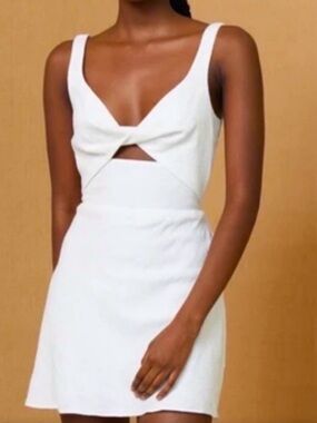 White Twist-Front Cutout Mini Dress